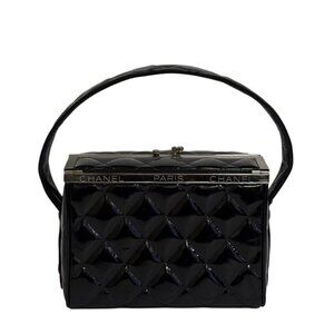 Chanel Vanity Quilted Handbag Purse Black